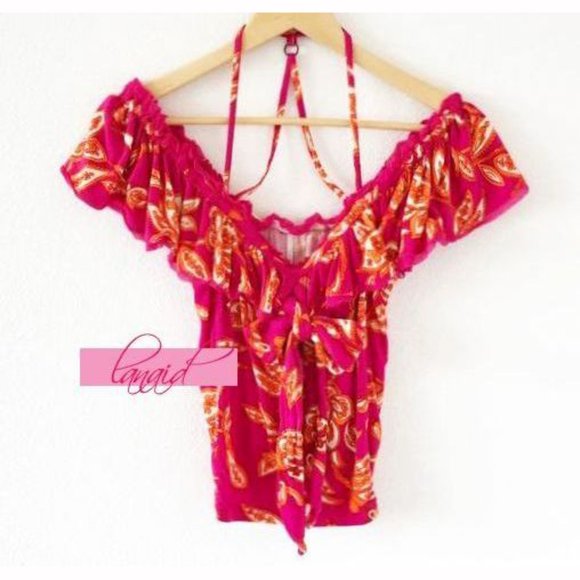 Free People Cha Cha Off-The-Shoulder Top Raspberry Sorbet Fuchsia Hot Pink XS - Picture 10 of 14